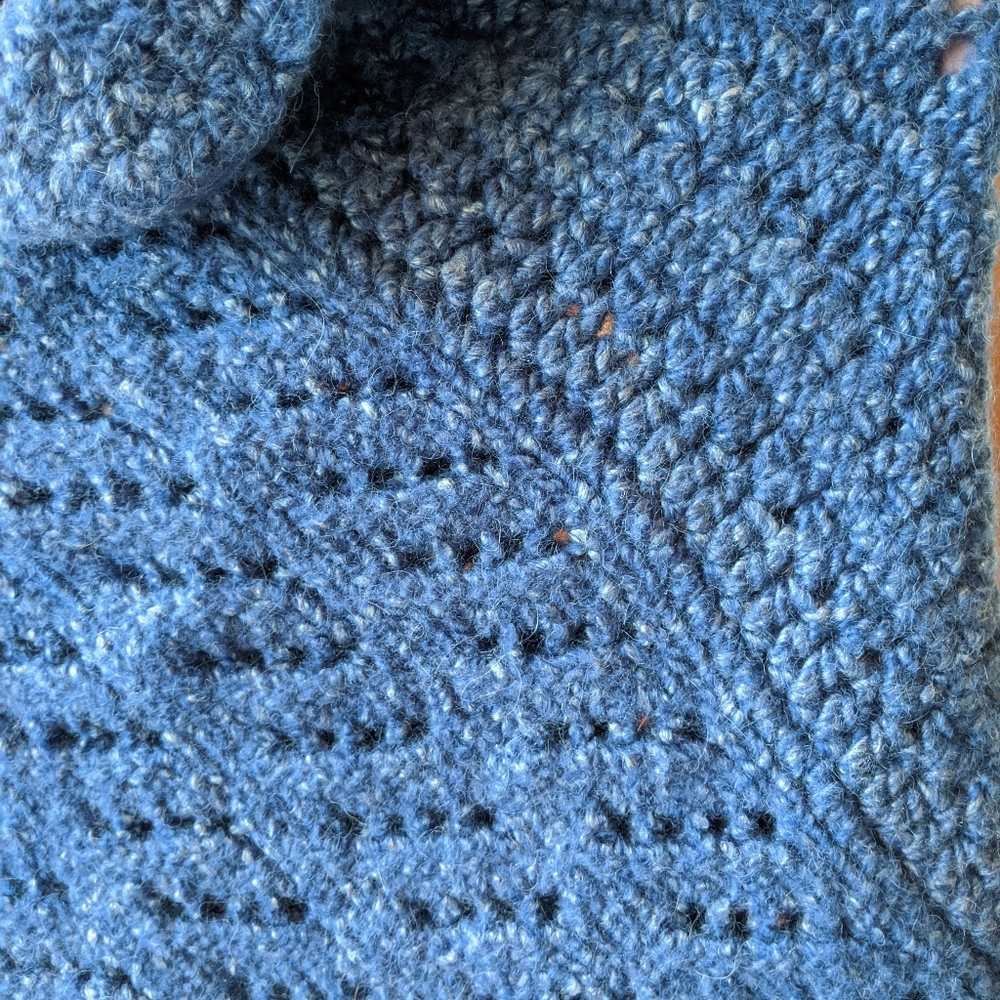 Handmade Blue Crochet Knit Poncho Shrug - Picture 3 of 7